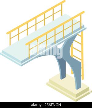 City pool diving board icon. Isometric of city pool diving board vector icon for web design isolated on white background. City pool diving board icon, isometric style Stock Vector