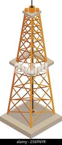 Oil tower icon. Isometric of oil tower vector icon for web design isolated on white background. Oil tower icon, isometric style Stock Vector