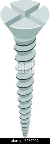Wood screw icon. Isometric of wood screw vector icon for web design isolated on white background. Wood screw icon, isometric style Stock Vector