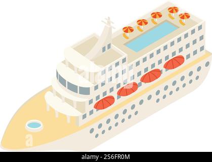 Travel ship icon. Isometric of travel ship vector icon for web design isolated on white background. Travel ship icon, isometric style Stock Vector