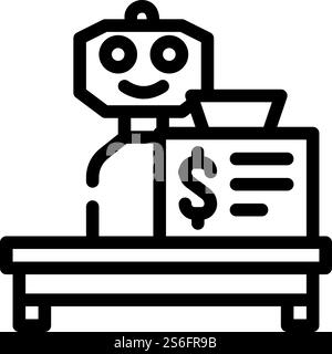robot cashier line icon vector. robot cashier sign. isolated contour symbol black illustration. robot cashier line icon vector illustration line Stock Vector