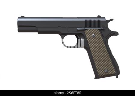 Automatic pistol isolated over white background Stock Photo - Alamy