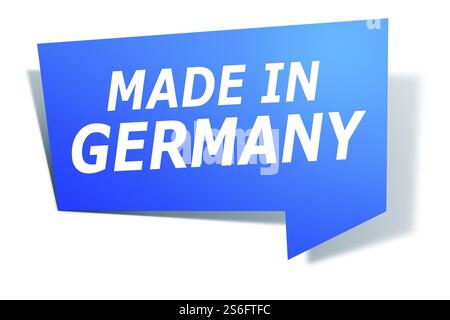 An image of a stylish blue design label with text made in germany Stock Photo