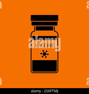 Covid Vaccine Icon. Black on Orange Background. Vector Illustration. Stock Vector