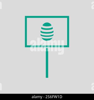 Easter Pointer With Egg Icon. Green on Gray Background. Vector Illustration. Stock Vector