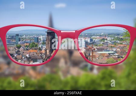 View through glasses sharp with glasses unsharp without glasses Stock Photo