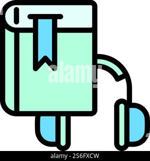 Interactive learning audio book icon. Outline interactive learning audio book vector icon for web design isolated on white background. Interactive learning audio book icon, outline style Stock Vector