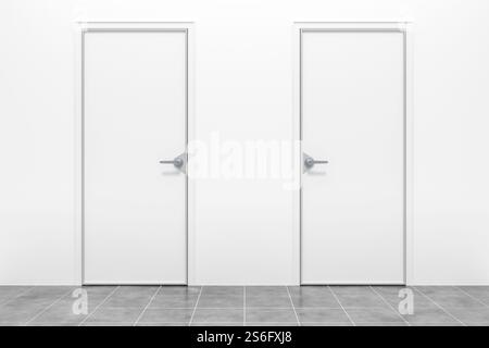 3d rendering of two typical white doors Stock Photo