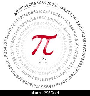 Illustration of a red pi sign and the number in spiral form Stock Photo