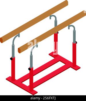 Gymnastics parallel bars icon. Isometric of gymnastics parallel bars vector icon for web design isolated on white background. Gymnastics parallel bars icon, isometric style Stock Vector