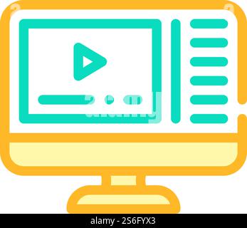 video courses color icon vector. video courses sign. isolated symbol illustration. video courses color icon vector illustration line Stock Vector