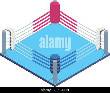 Boxing ring icon. Isometric of boxing ring vector icon for web design isolated on white background. Boxing ring icon, isometric style Stock Vector