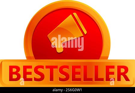 Best seller megaphone icon. Cartoon of Best seller megaphone vector icon for web design isolated on white background. Best seller megaphone icon, cartoon style Stock Vector