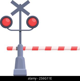 Railroad barrier traffic lights icon. Cartoon of Railroad barrier traffic lights vector icon for web design isolated on white background. Railroad barrier traffic lights icon, cartoon style Stock Vector