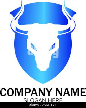 creative angry shield bull head logo design symbol vector illustration-vector Stock Vector