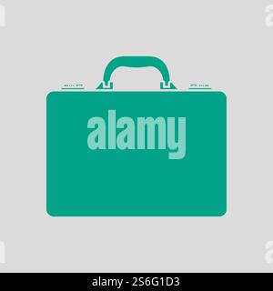 Business Briefcase Icon. Green on Gray Background. Vector Illustration. Stock Vector