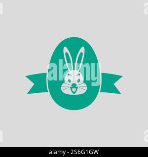 Easter Egg With Ribbon Icon. Green on Gray Background. Vector Illustration. Stock Vector
