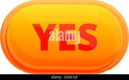 Yes interface button icon. Cartoon of Yes interface button vector icon for web design isolated on white background. Yes interface button icon, cartoon style Stock Vector