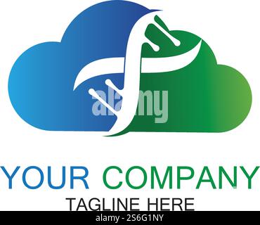 DNA Cloud logo vector design template-vector Stock Vector