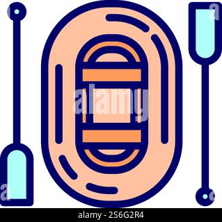 Rubber boat icon. Outline Rubber boat vector icon for web design isolated on white background. Rubber boat icon, outline style Stock Vector