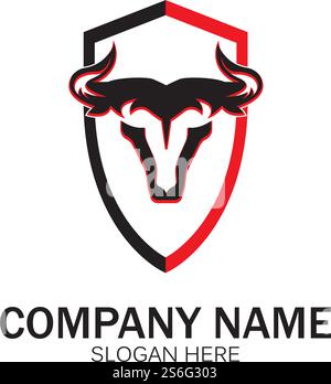 creative angry shield bull head logo design symbol vector illustration-vector Stock Vector