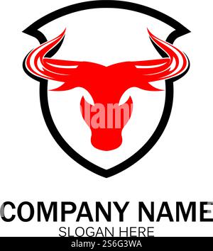 creative angry shield bull head logo design symbol vector illustration-vector Stock Vector