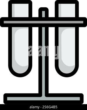Lab Flasks Attached To Stand Icon. Editable Thick Outline With Color Fill Design. Vector Illustration. Stock Vector