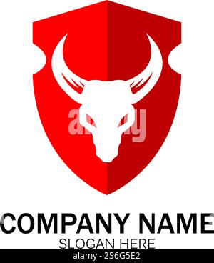 creative angry shield bull head logo design symbol vector illustration-vector Stock Vector