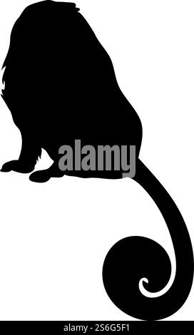 Lion Tamarin Ape Silhouette. Smooth and clean lines. High detailed Lion Tamarin monkey silhouette. Vector Illustration.. apes silhouettes set Stock Vector