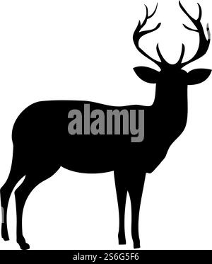 Deer silhouette. Smooth and clean lines. High detailed Deer silhouette. Vector Illustration.. deer and goats silhouettes set Stock Vector