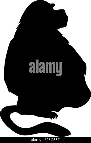Baboon-like ape silhouette. Smooth and clean lines. High detailed Baboon-like silhouette. Vector Illustration.. apes silhouettes set Stock Vector