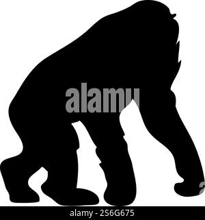 Chimpanzee ape silhouette. Smooth and clean lines. High detailed Chimpanzee monkey silhouette. Vector Illustration.. apes silhouettes set Stock Vector