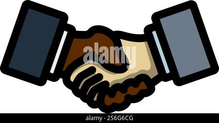 Icon Of Meeting Businessmen. Editable Bold Outline With Color Fill Design. Vector Illustration. Stock Vector