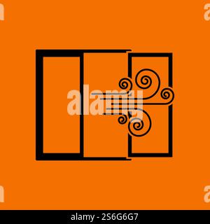 Room Ventilation Icon. Black on Orange Background. Vector Illustration. Stock Vector