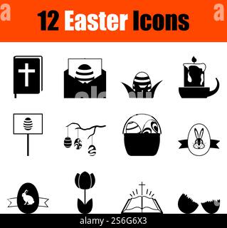Easter Icon Set. Cute and Smooth Glyph Design. Fully editable vector illustration. Text expanded. Stock Vector