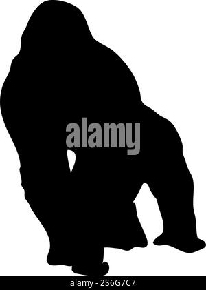 Gorilla Ape Silhouette. Smooth and clean lines. High detailed gorilla monkey silhouette. Vector Illustration.. apes silhouettes set Stock Vector