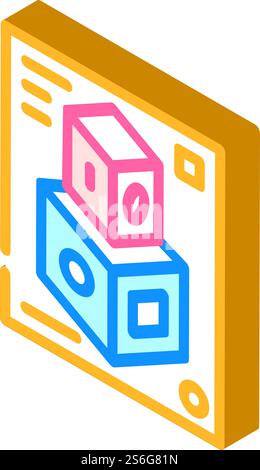 3d shapes isometric icon vector. 3d shapes sign. isolated symbol illustration. 3d shapes isometric icon vector illustration color Stock Vector