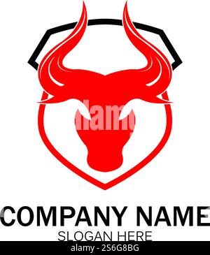 creative angry shield bull head logo design symbol vector illustration-vector Stock Vector