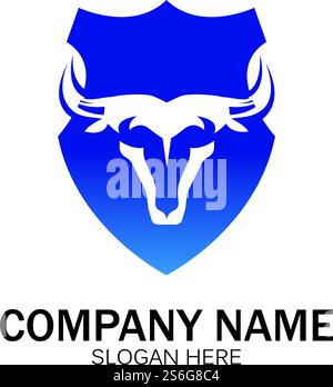 creative angry shield bull head logo design symbol vector illustration-vector Stock Vector