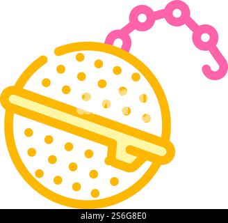 strainer on chain tea color icon vector. strainer on chain tea sign. isolated symbol illustration. strainer on chain tea color icon vector illustration Stock Vector