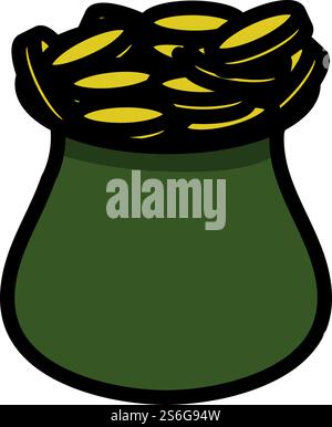 Open Money Bag Icon. Editable Bold Outline With Color Fill Design ...