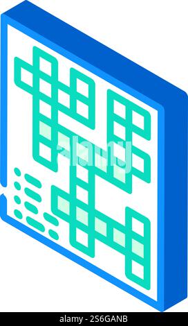 crossword game isometric icon vector. crossword game sign. isolated symbol illustration. crossword game isometric icon vector illustration color Stock Vector