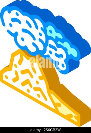 peleus type eruption isometric icon vector. peleus type eruption sign. isolated symbol illustration. peleus type eruption isometric icon vector illustration Stock Vector