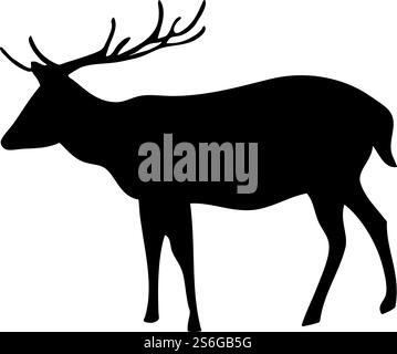 Axis deer silhouette. Smooth and clean lines. High detailed Axis deer silhouette. Vector Illustration.. deer and goats silhouettes set Stock Vector