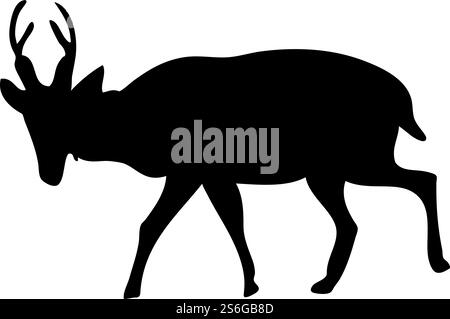 Muntjac deer silhouette. Smooth and clean lines. High detailed Muntjac deer silhouette. Vector Illustration.. deer and goats silhouettes set Stock Vector
