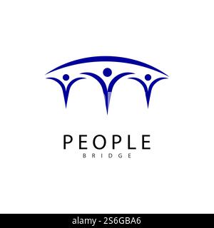 bridge people logo icon vector illustration Stock Vector