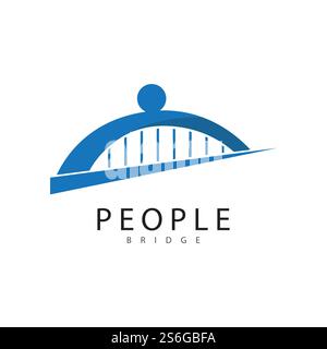 bridge people logo icon vector illustration Stock Vector