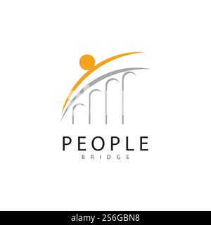 bridge people logo icon vector illustration Stock Vector