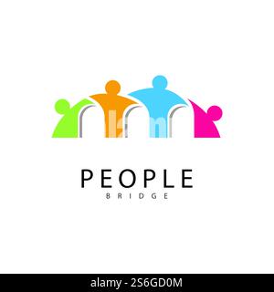 bridge people logo icon vector illustration Stock Vector