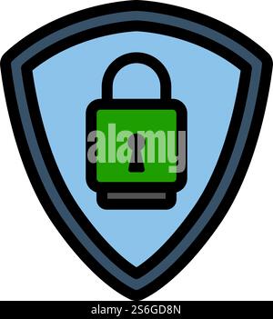 Data Security Icon. Editable Bold Outline With Color Fill Design. Vector Illustration. Stock Vector